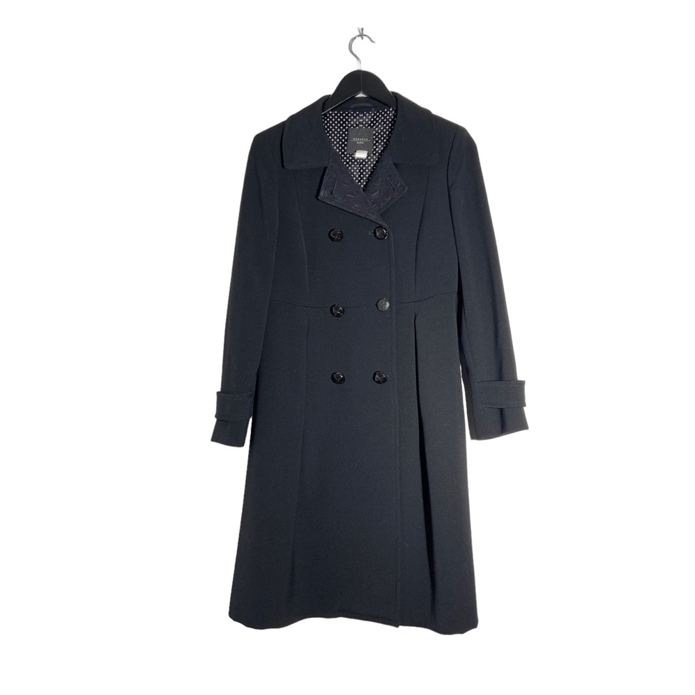 Weekend Max Mara Black Wool Double Breasted Trench Coat size 8